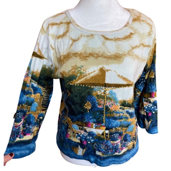 Tops - Take Two gorgeous garden blouse with sequin detail L